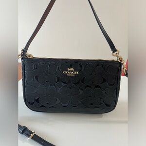 Coach Top Handle Pouch in Signature Debossed Patent Leather - F56518
